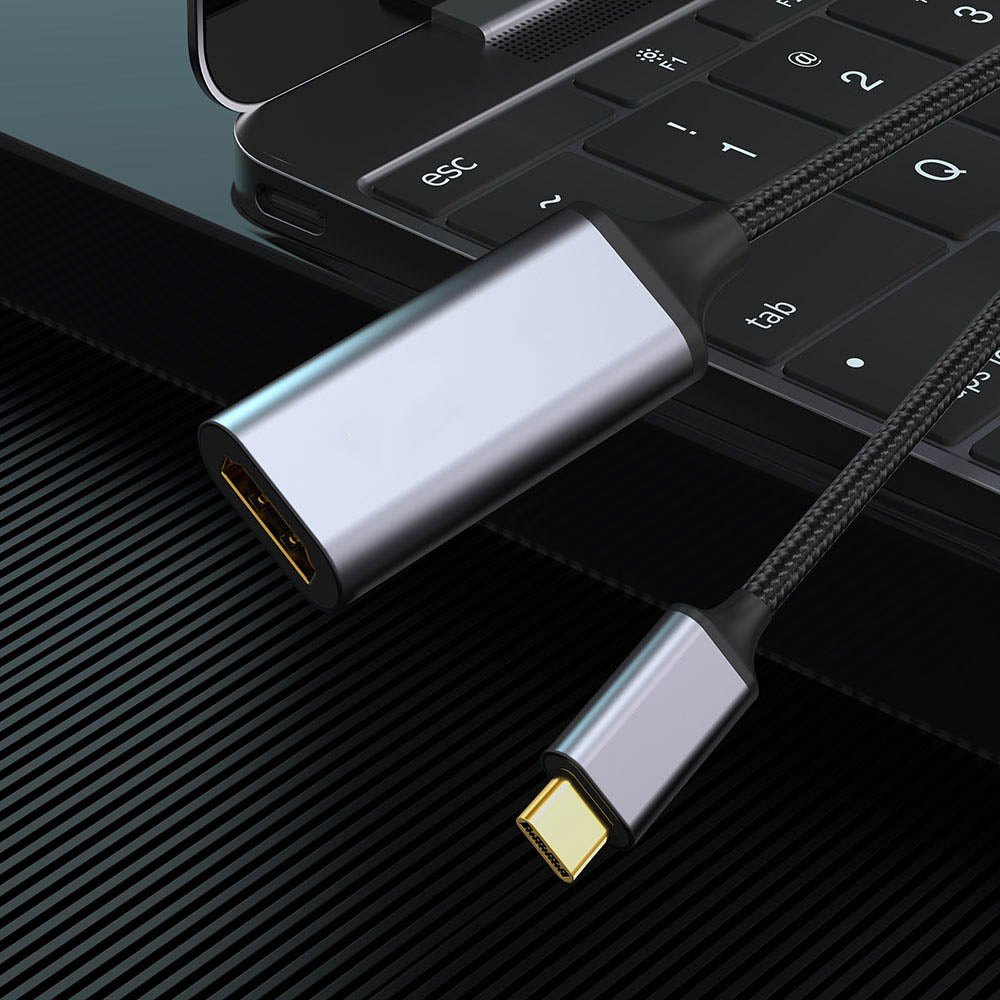 Zore QG05 8K 60 Hz Görüntü Kalitesi Type-C to HDMI Dönüştürücü 15cm Gri
