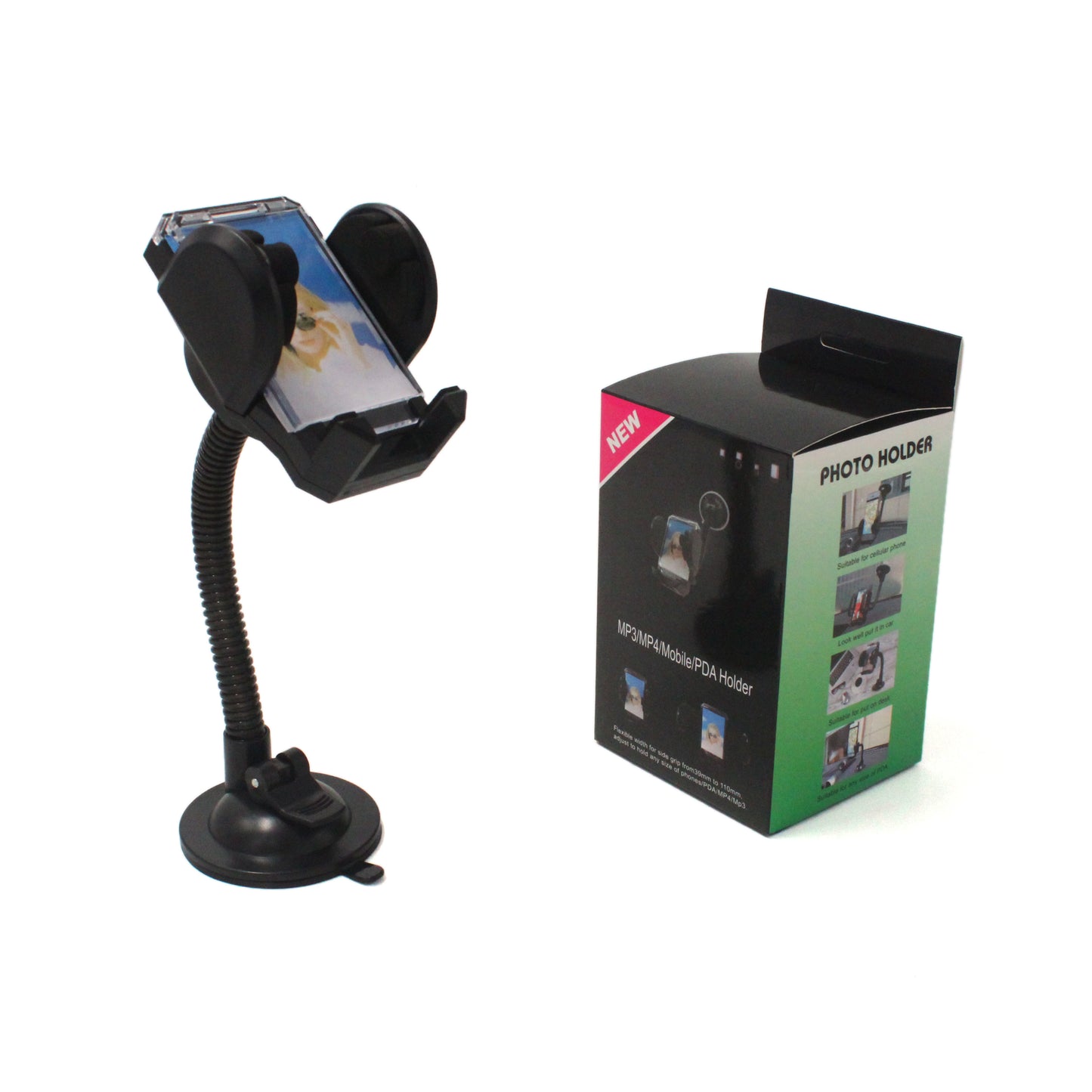 Zore RG-01 Araç İçi Telefon Tutucu 360 Derece Oynar Başlıklı Vantuzlu Tasarım Siyah