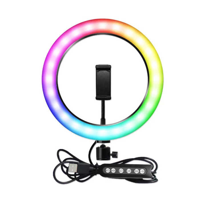 Zore RGB MJ-33 Işıklı Telefon Tutucu Ring Light Siyah