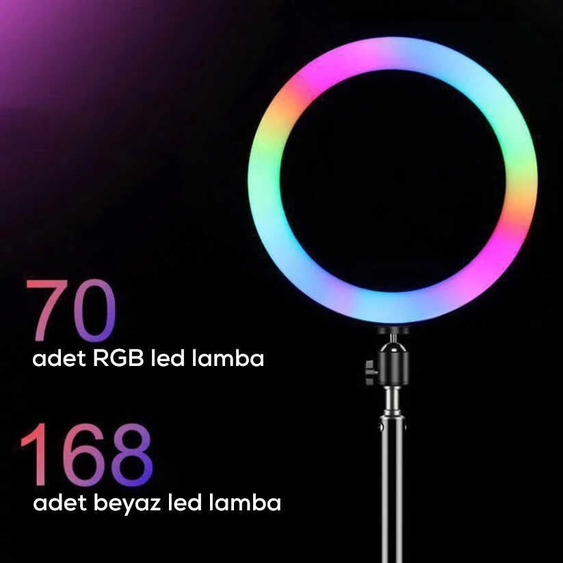 Zore RGB MJ-33 Işıklı Telefon Tutucu Ring Light Siyah