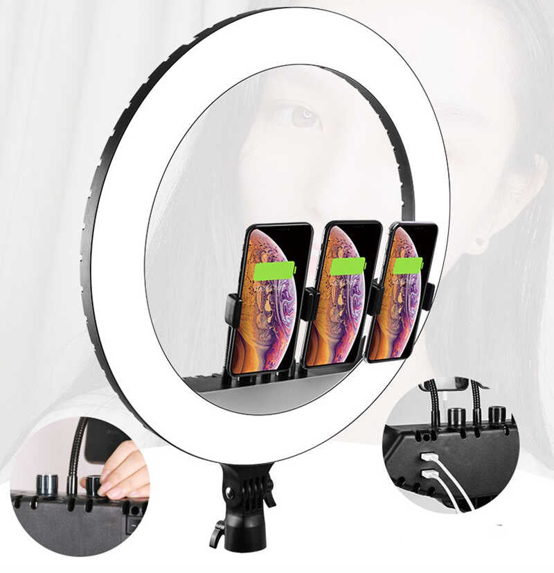 Zore RL-18 Işıklı Telefon Tutucu Ring Light Siyah
