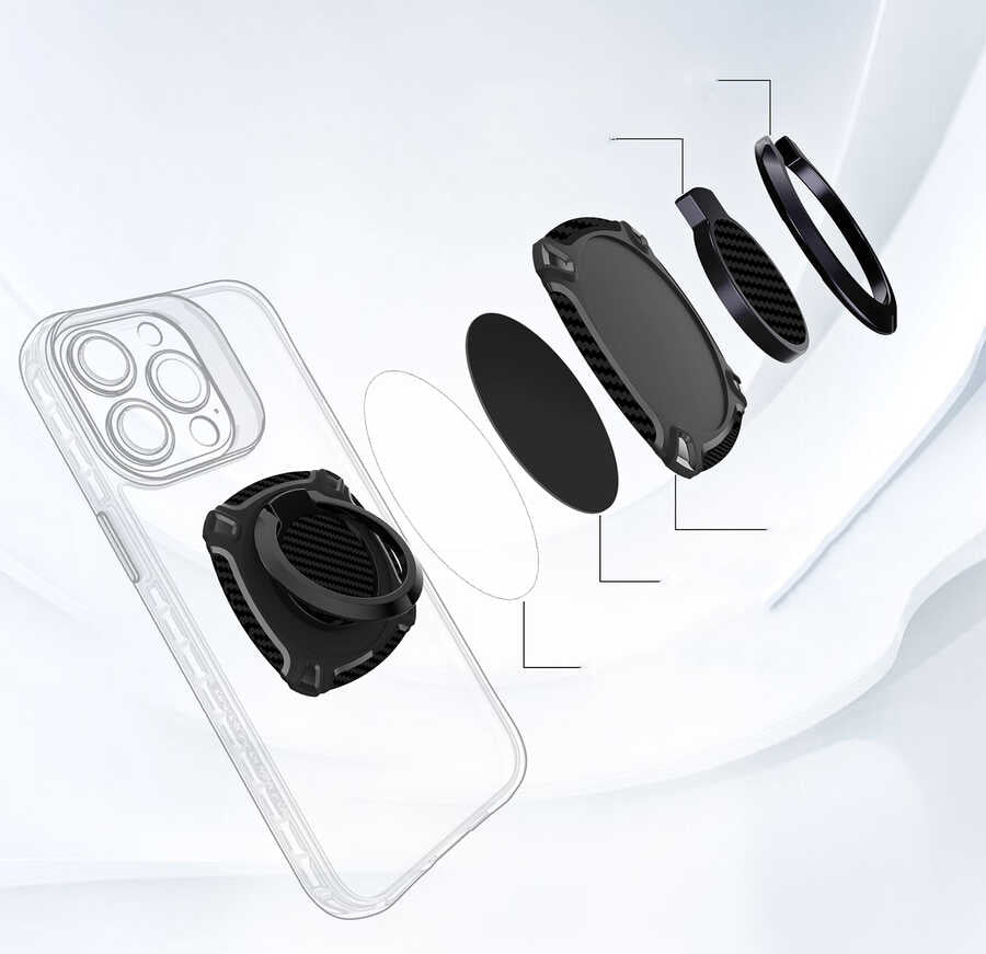 Zore RNG-27 Ring Telefon Yüzük Tutucu Aparat Siyah