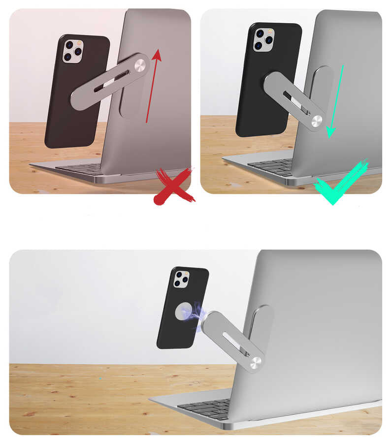 Zore SJ05 Laptop - Monitör Telefon Tutucu Gümüş