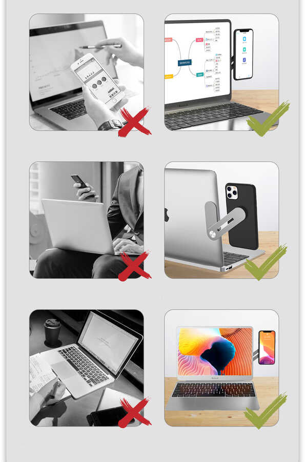 Zore SJ05 Laptop - Monitör Telefon Tutucu Gümüş