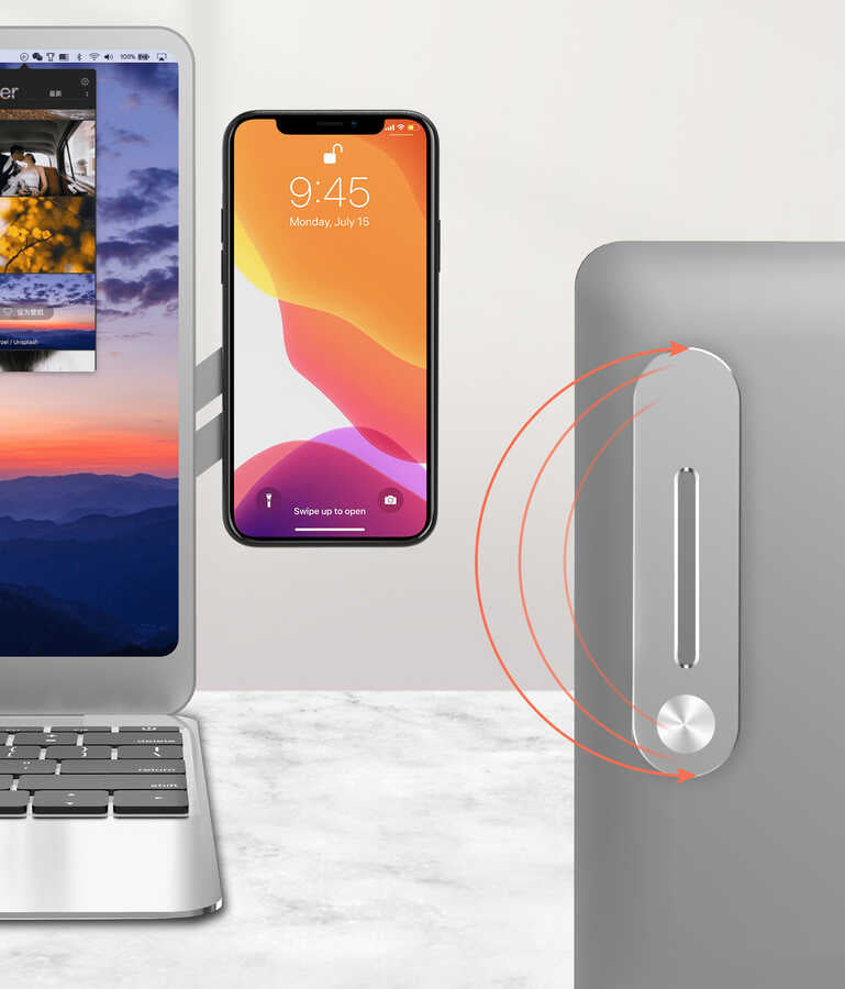 Zore SJ05 Laptop - Monitör Telefon Tutucu Gümüş