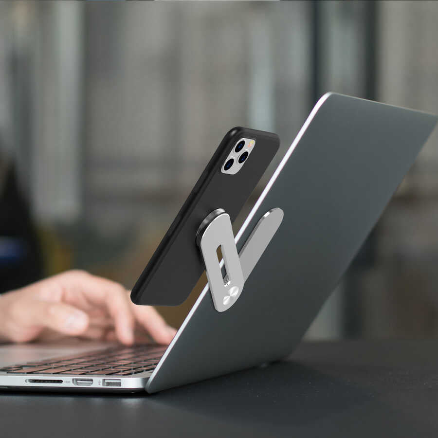 Zore SJ05 Laptop - Monitör Telefon Tutucu Gümüş