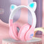 Zore STN-28 Pro Cat Ear Design RGB Light Bluetooth Headphones Blue