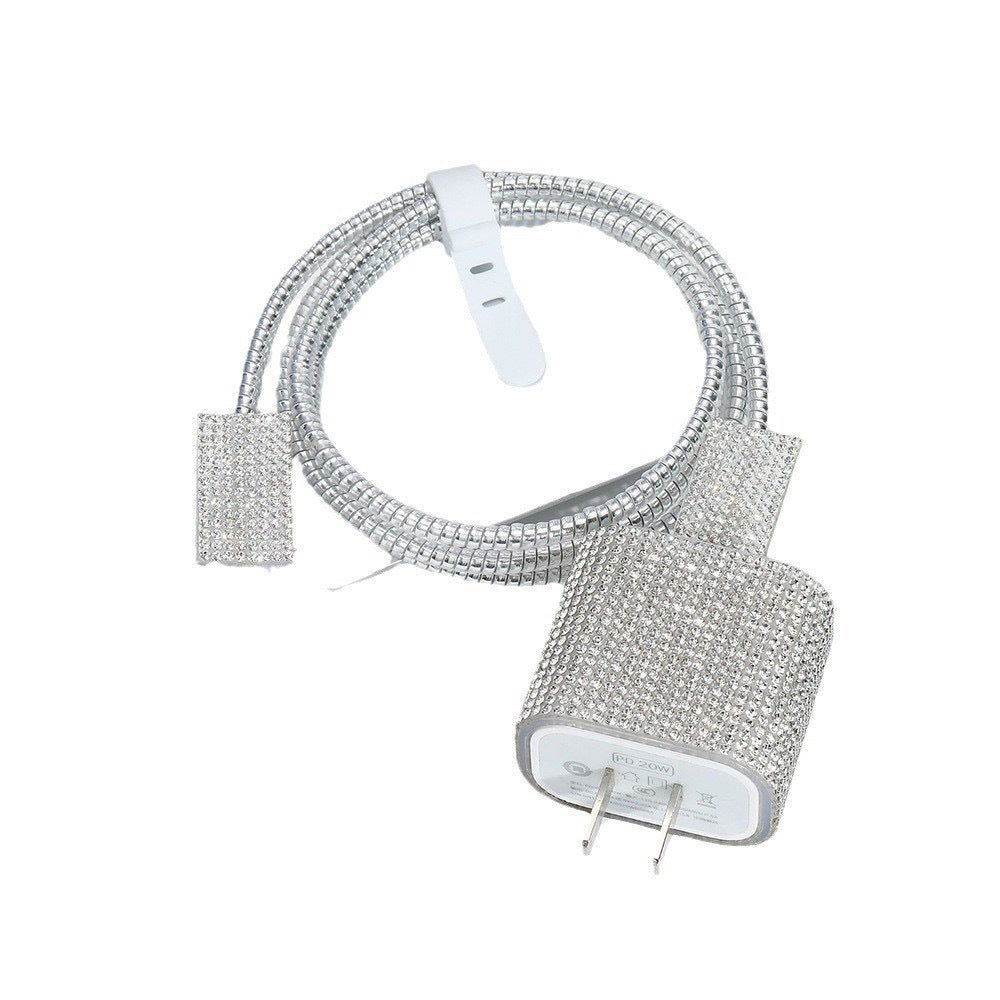 Zore Stone Charger Protector 4in1 Set Silver 