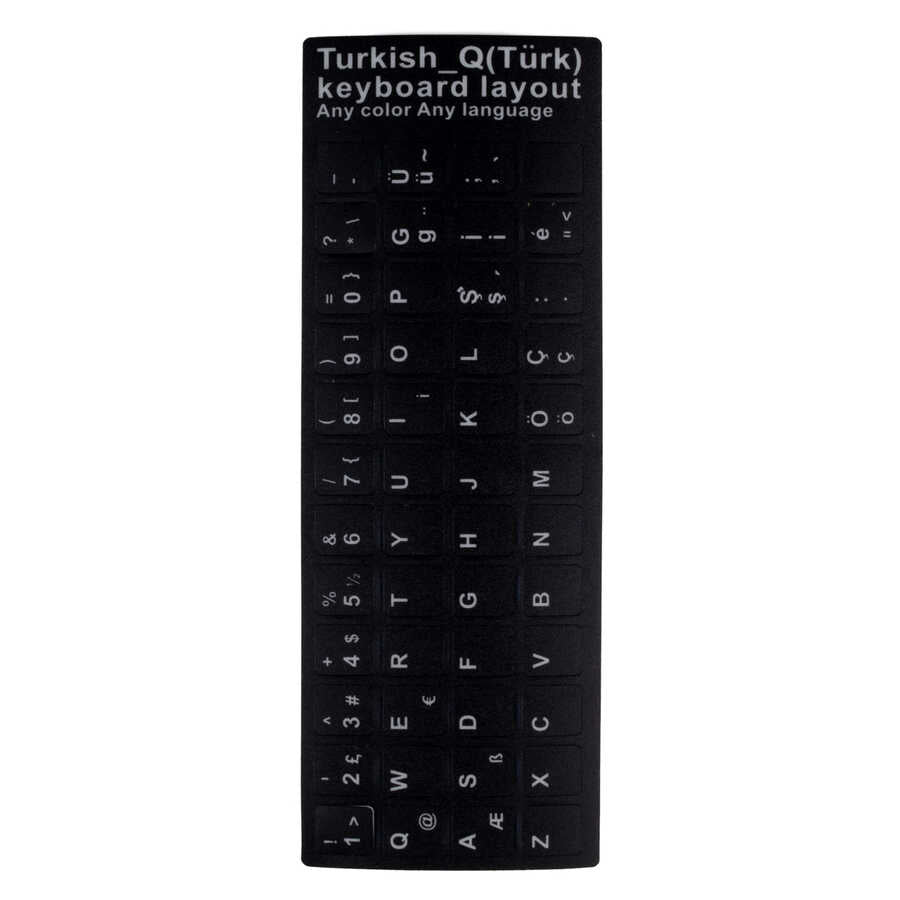 Zore Türkçe Karakter Klavye Tuş Koruyucu Sticker Siyah