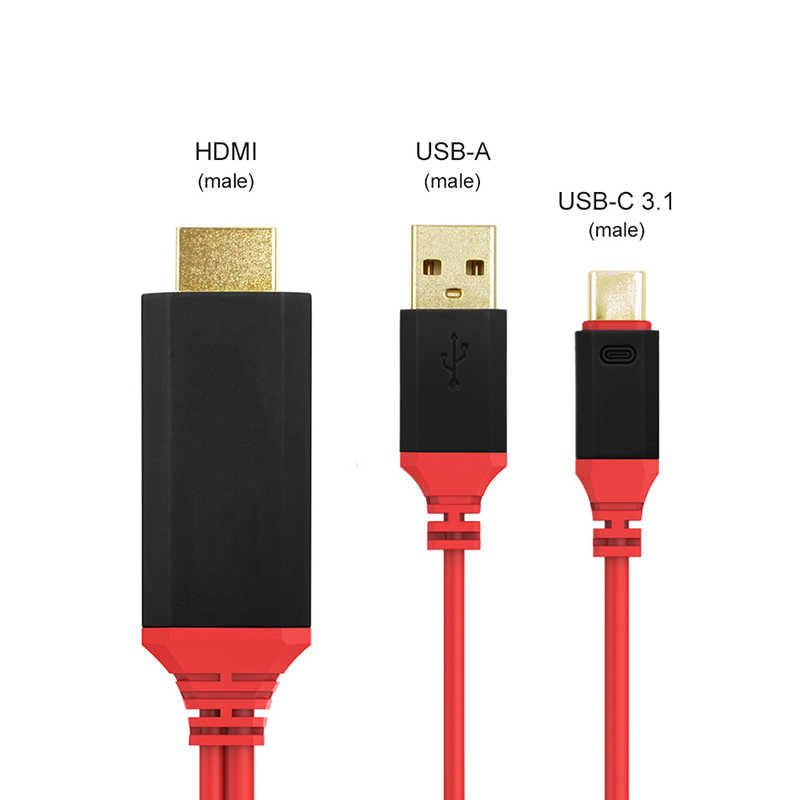 Zore Type-C HDMI Kablo Kırmızı Kutulu Siyah