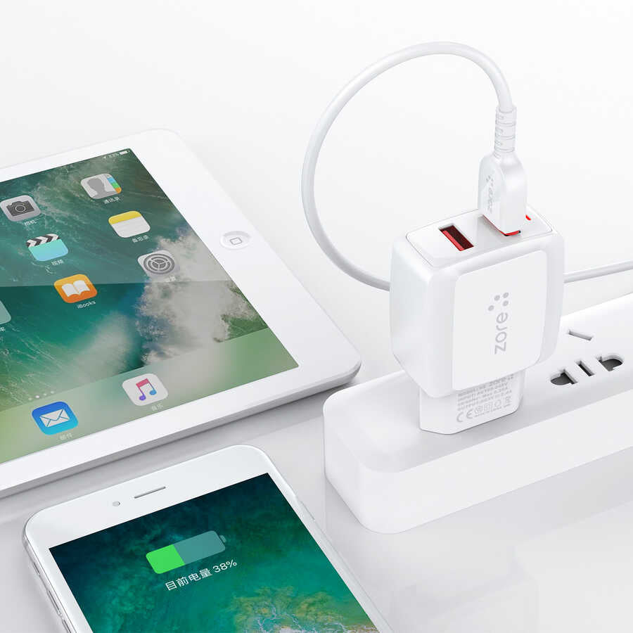 Zore Vest Serisi V2 Micro 2 in 1 Şarj Seti Beyaz