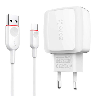 Zore Vest Serisi V2 Type-C 2 in 1 Şarj Seti Beyaz