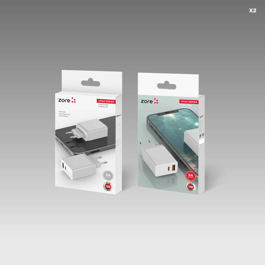 Zore XMac Serisi ZR-X2 Seyahat Şarj Başlığı Beyaz