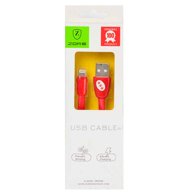 Zore Yassı Yumuşak Lightning Usb Kablo Kırmızı