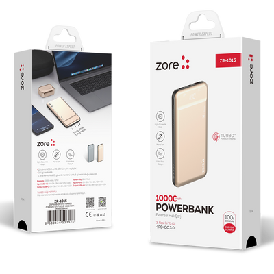 Zore ZR-1015 10000 Mah Powerbank Gold