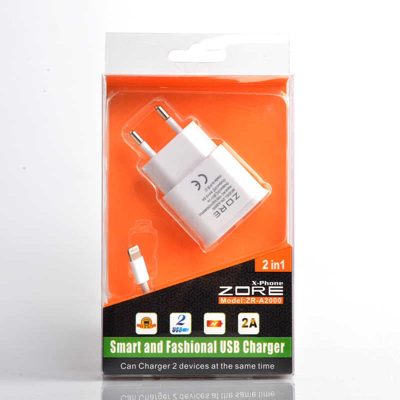 Zore ZR-A2000 2 Usb li Lightning Ev Şarj Seti Beyaz